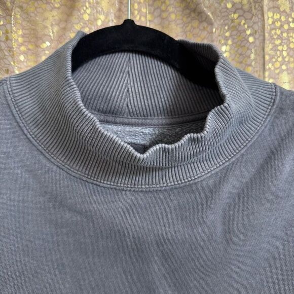 Aerie Charcoal Gray Oversized Mock Neck Sweater Pockets Small - Picture 3 of 6